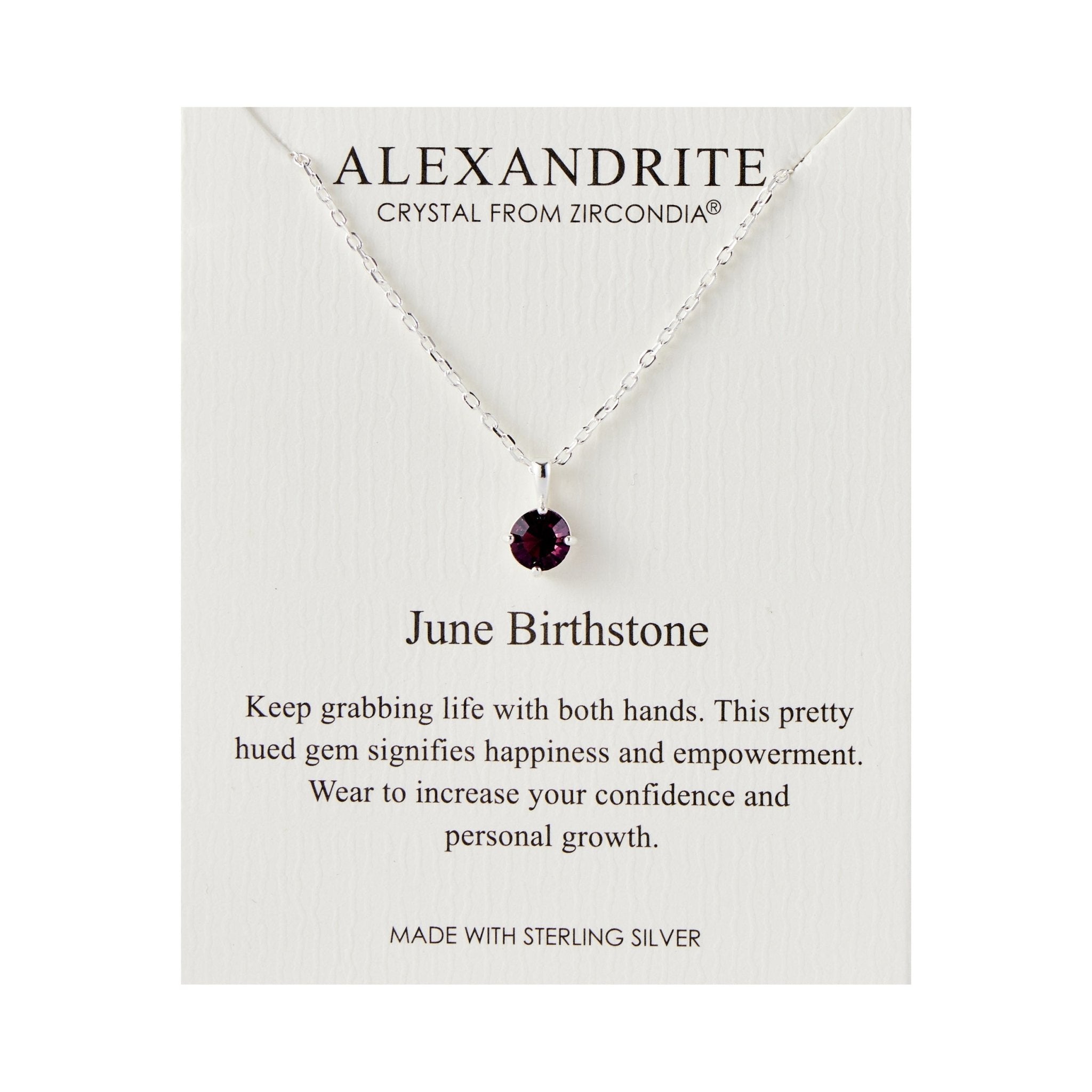 Sterling Silver June (Alexandrite) Birthstone Necklace Created with Zircondia® Crystals