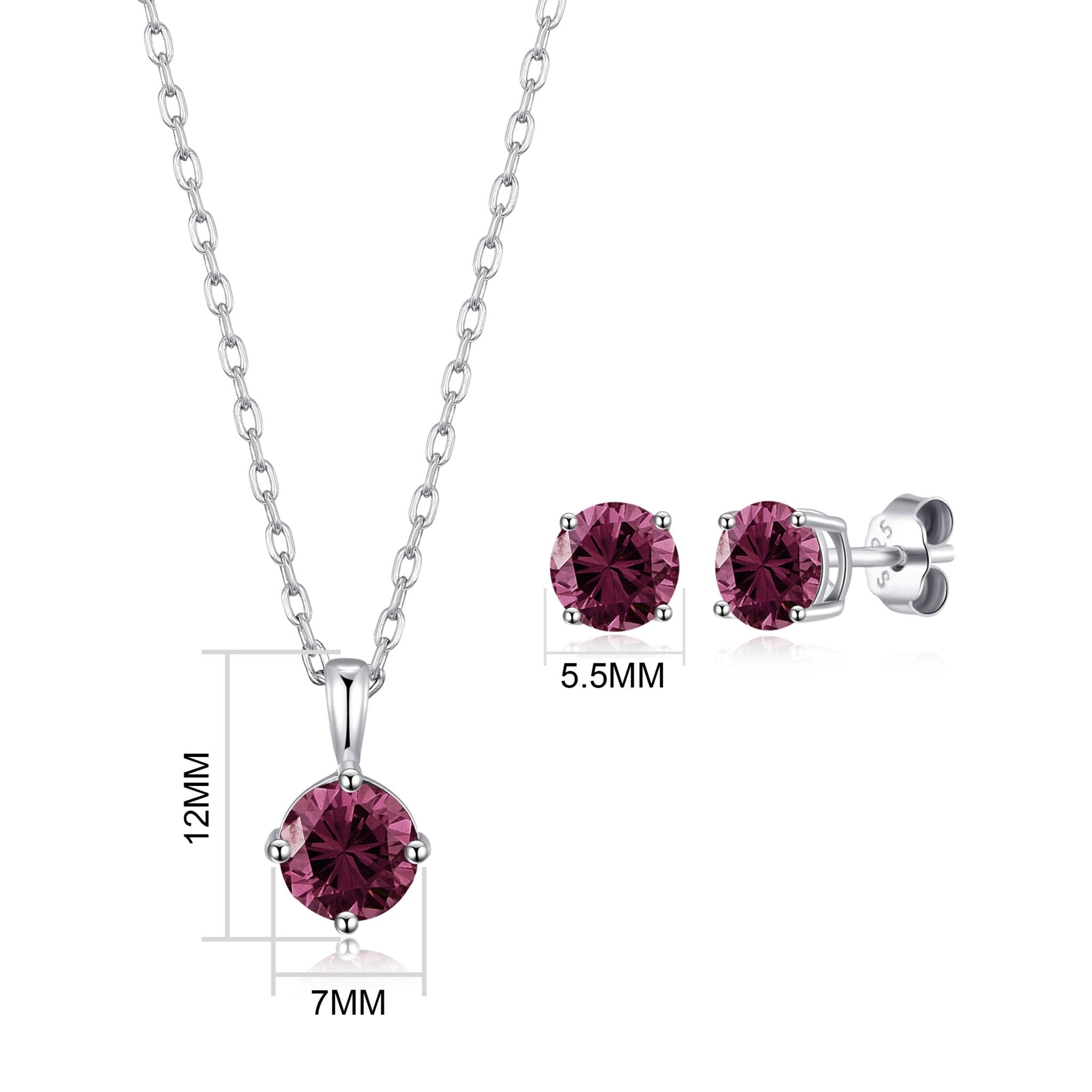 Sterling Silver June (Alexandrite) Birthstone Necklace & Earrings Set Created with Zircondia® Crystals