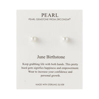 Sterling Silver June (Pearl) Birthstone Earrings Created with Gemstones from Zircondia®