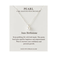 Sterling Silver June (Pearl) Birthstone Necklace Created with Gemstones from Zircondia®