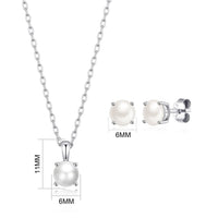 Sterling Silver June (Pearl) Birthstone Necklace & Earrings Set Created with Zircondia® Crystals