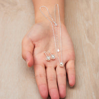 Sterling Silver June (Pearl) Birthstone Necklace & Earrings Set Created with Zircondia® Crystals