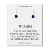 Sterling Silver Lapis Gemstone Drop Earrings with Quote Card