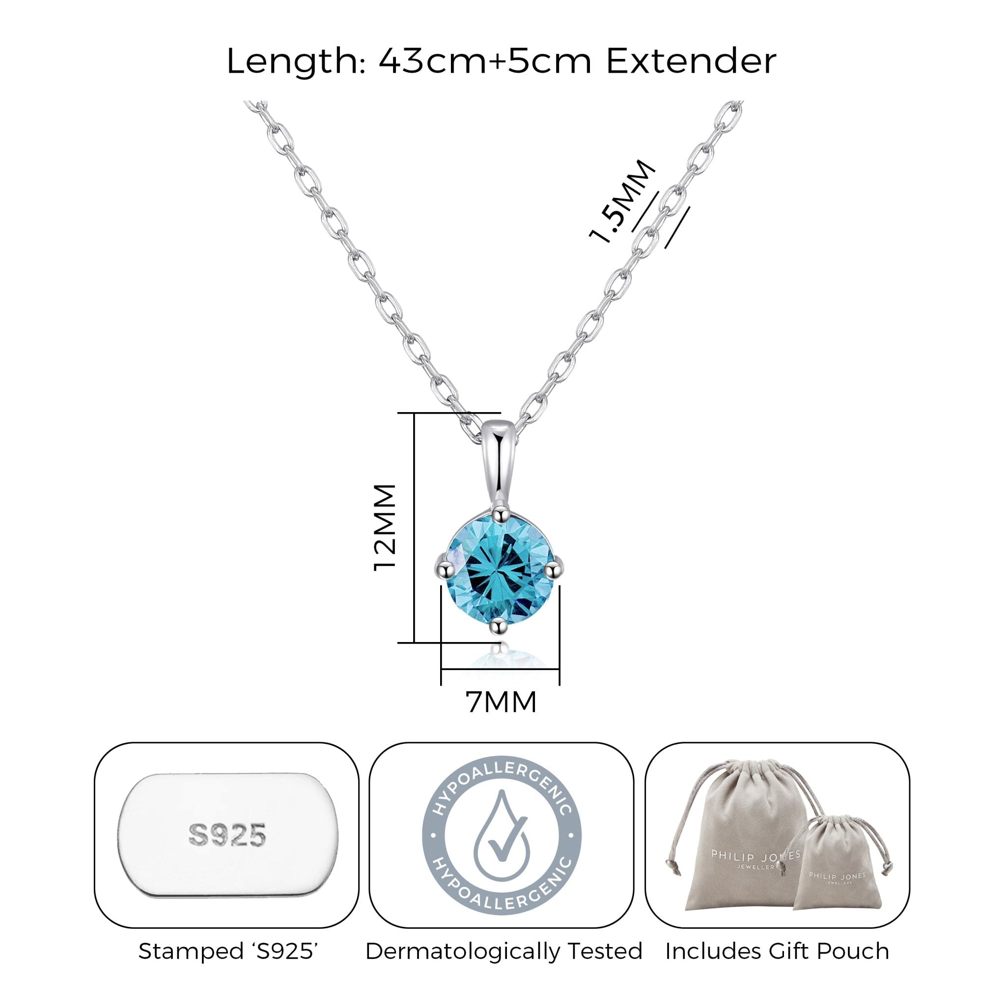 Sterling Silver Light Blue Necklace Created with Zircondia® Crystals
