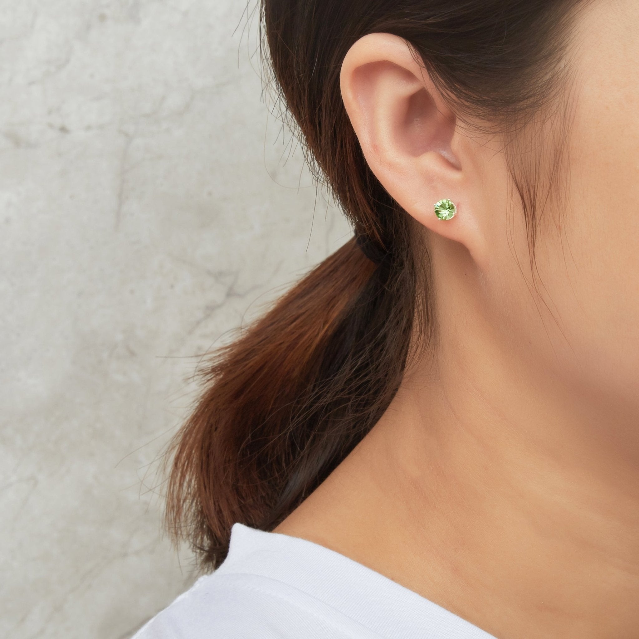 Sterling Silver Light Green Earrings Created with Zircondia® Crystals