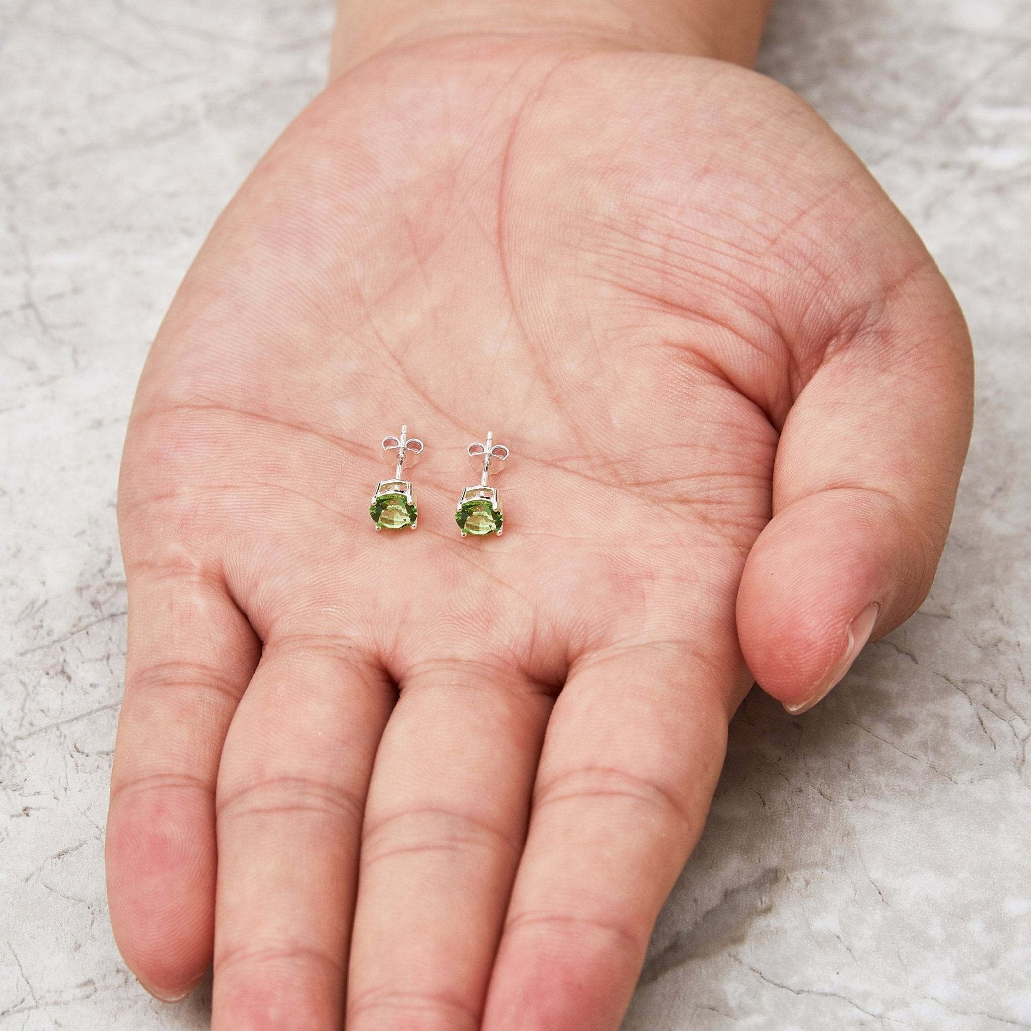 Sterling Silver Light Green Earrings Created with Zircondia® Crystals