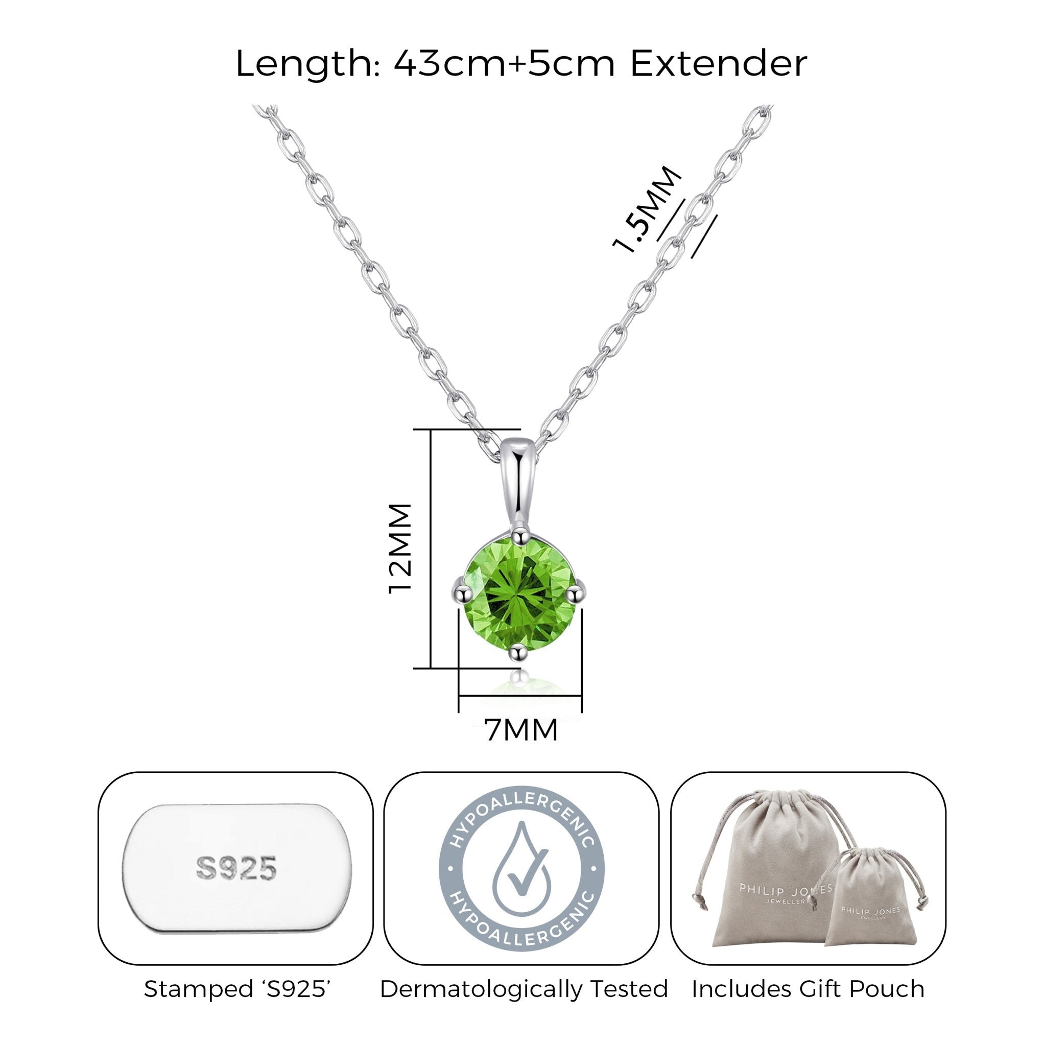 Sterling Silver Light Green Necklace Created with Zircondia® Crystals