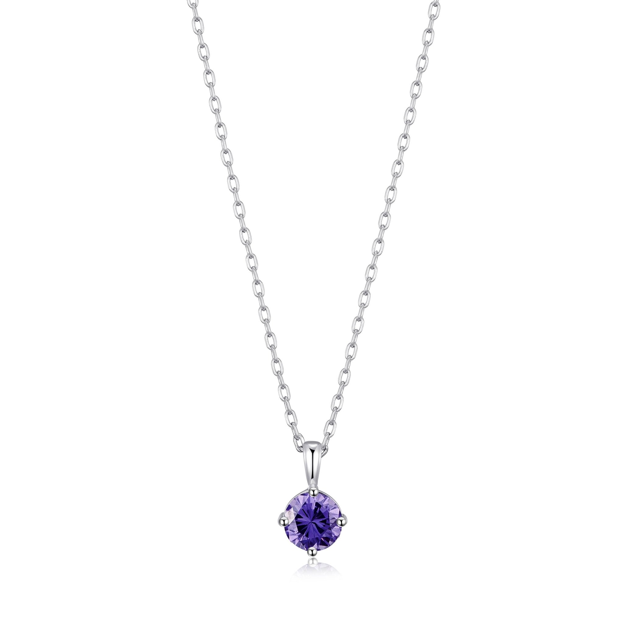 Sterling Silver Light Purple Necklace Created with Zircondia® Crystals