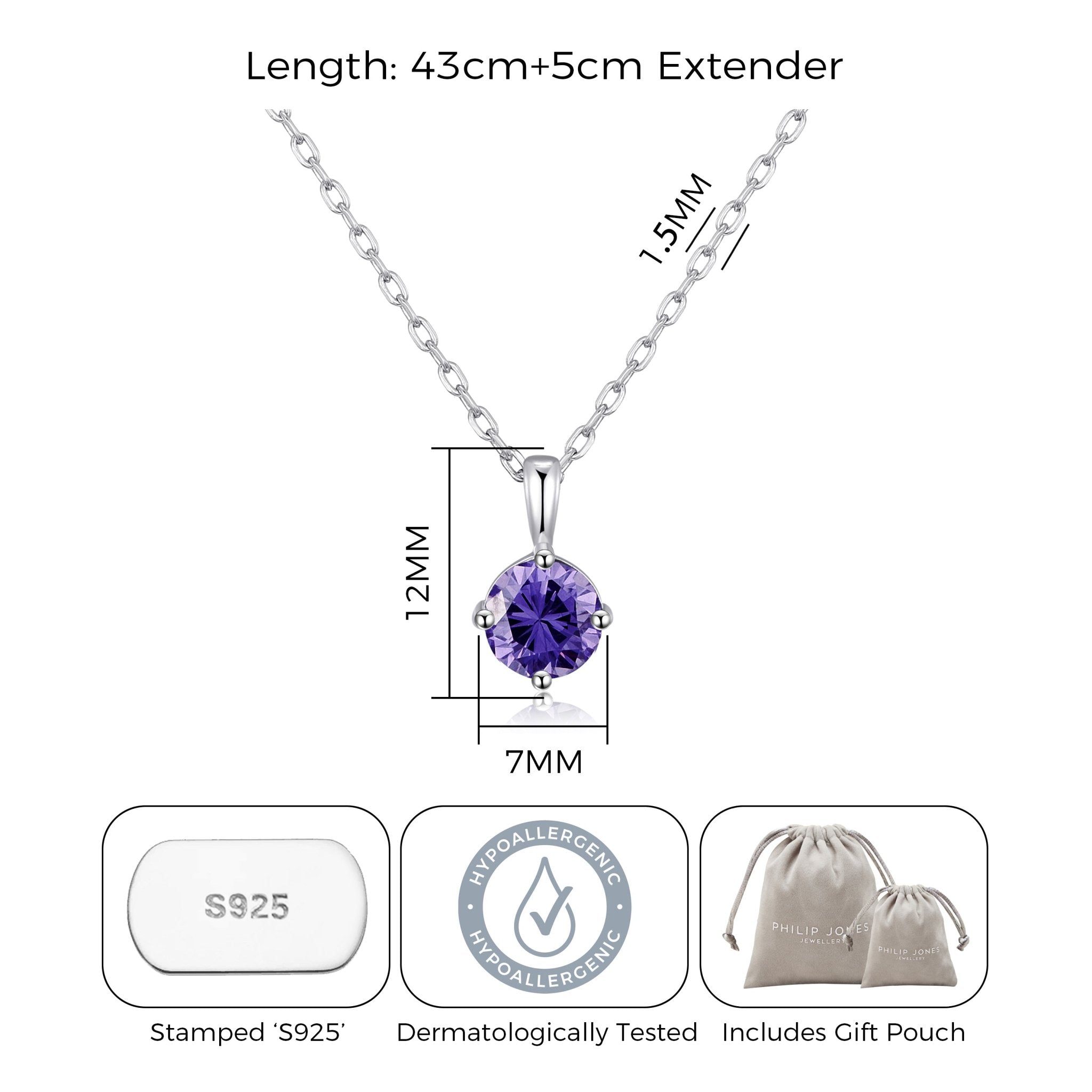 Sterling Silver Light Purple Necklace Created with Zircondia® Crystals