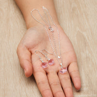 Sterling Silver Light Rose Flower Set Created with Zircondia® Crystals