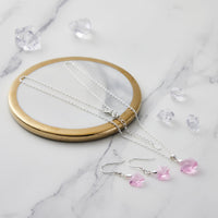 Sterling Silver Light Rose Flower Set Created with Zircondia® Crystals