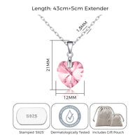 Sterling Silver Light Rose Heart Necklace Created with Zircondia® Crystals