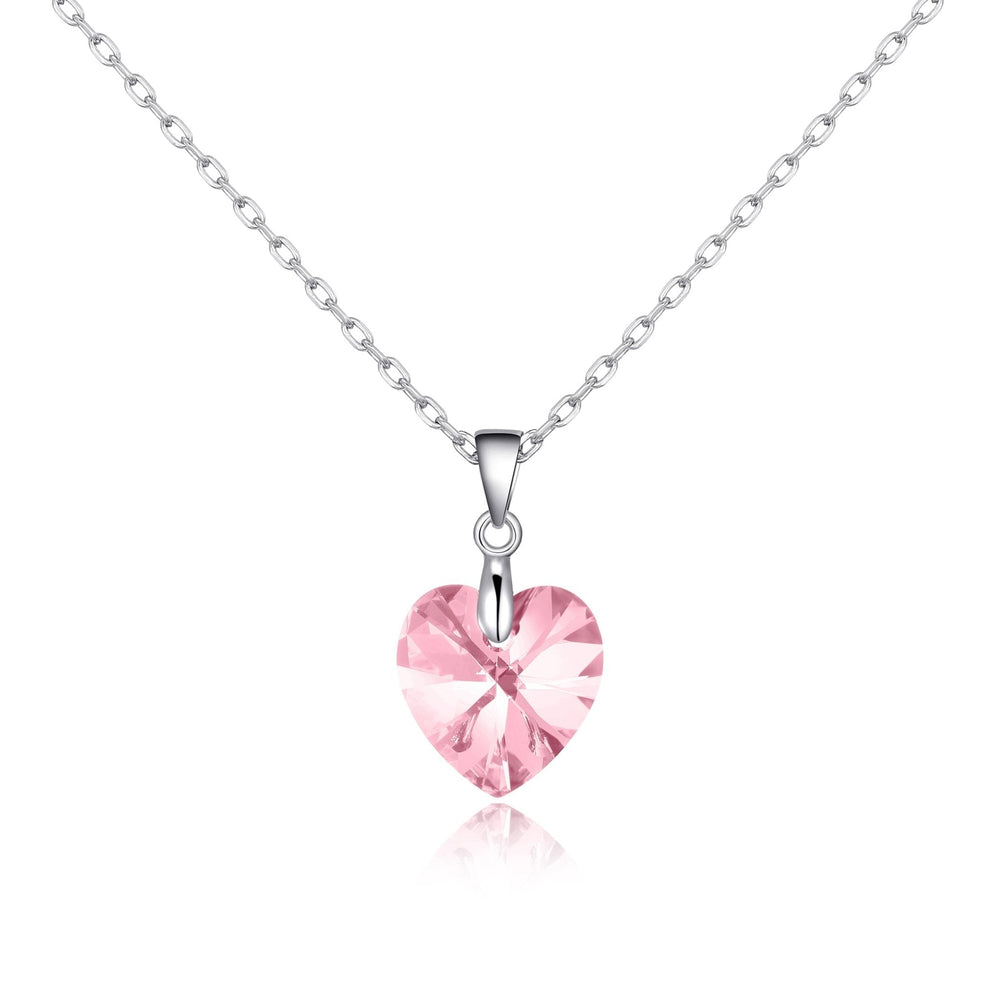 Sterling Silver Light Rose Heart Necklace Created with Zircondia® Crystals