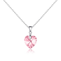 Sterling Silver Light Rose Heart Necklace Created with Zircondia® Crystals
