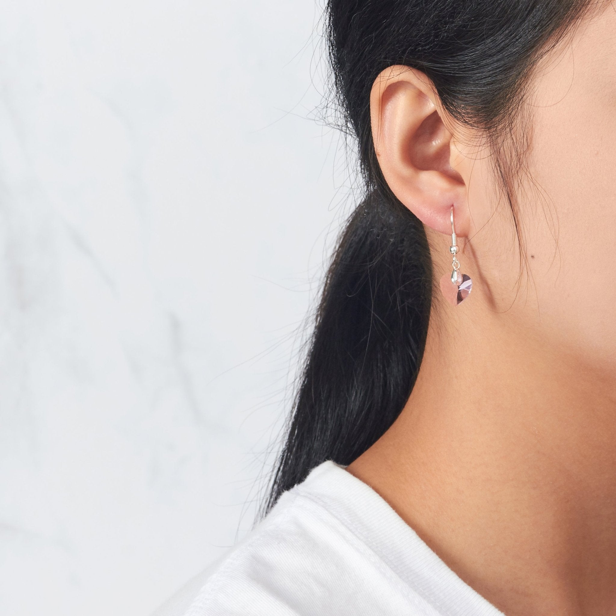 Sterling Silver Light Rose Heart Set Created with Zircondia® Crystals