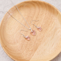 Sterling Silver Light Rose Heart Set Created with Zircondia® Crystals