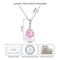 Sterling Silver Light Rose Pear Necklace Created with Zircondia® Crystals