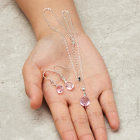Sterling Silver Light Rose Pear Set Created with Zircondia® Crystals