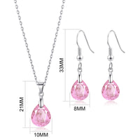 Sterling Silver Light Rose Pear Set Created with Zircondia® Crystals