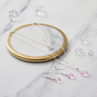 Sterling Silver Light Rose Pear Set Created with Zircondia® Crystals