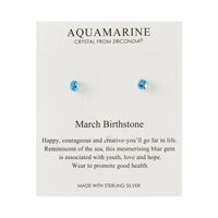 Sterling Silver March (Aquamarine) Birthstone Earrings Created with Zircondia® Crystals