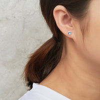 Sterling Silver March (Aquamarine) Birthstone Earrings Created with Zircondia® Crystals