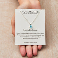 Sterling Silver March (Aquamarine) Birthstone Necklace Created with Zircondia® Crystals