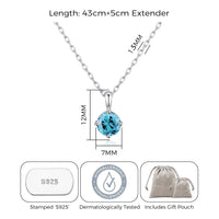 Sterling Silver March (Aquamarine) Birthstone Necklace Created with Zircondia® Crystals