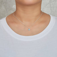 Sterling Silver March (Aquamarine) Birthstone Necklace & Earrings Set Created with Zircondia® Crystals
