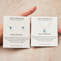 Sterling Silver March (Aquamarine) Birthstone Necklace & Earrings Set Created with Zircondia® Crystals