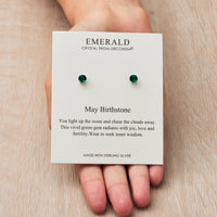 Sterling Silver May (Emerald) Birthstone Earrings Created with Zircondia® Crystals