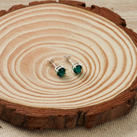 Sterling Silver May (Emerald) Birthstone Earrings Created with Zircondia® Crystals