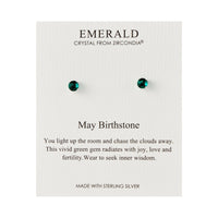 Sterling Silver May (Emerald) Birthstone Earrings Created with Zircondia® Crystals