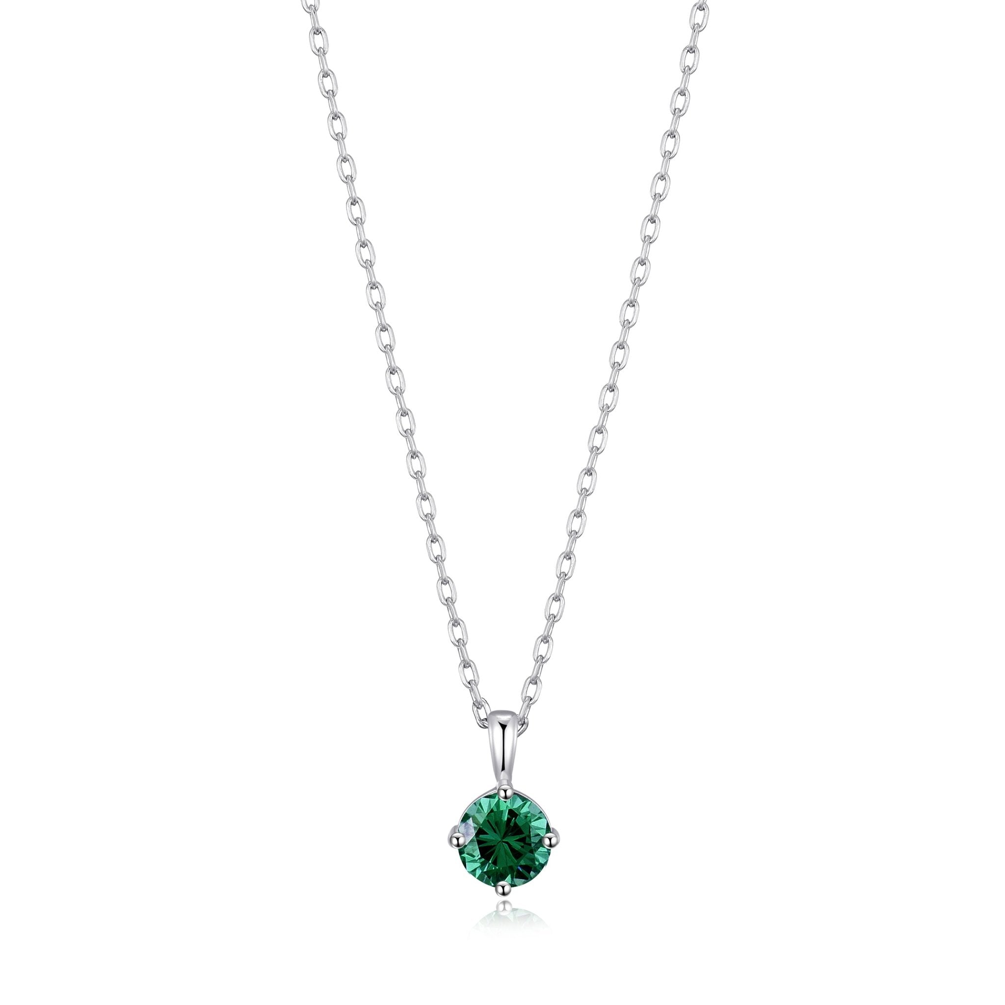 Sterling Silver May (Emerald) Birthstone Necklace Created with Zircondia® Crystals