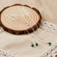 Sterling Silver May (Emerald) Birthstone Necklace & Earrings Set Created with Zircondia® Crystals