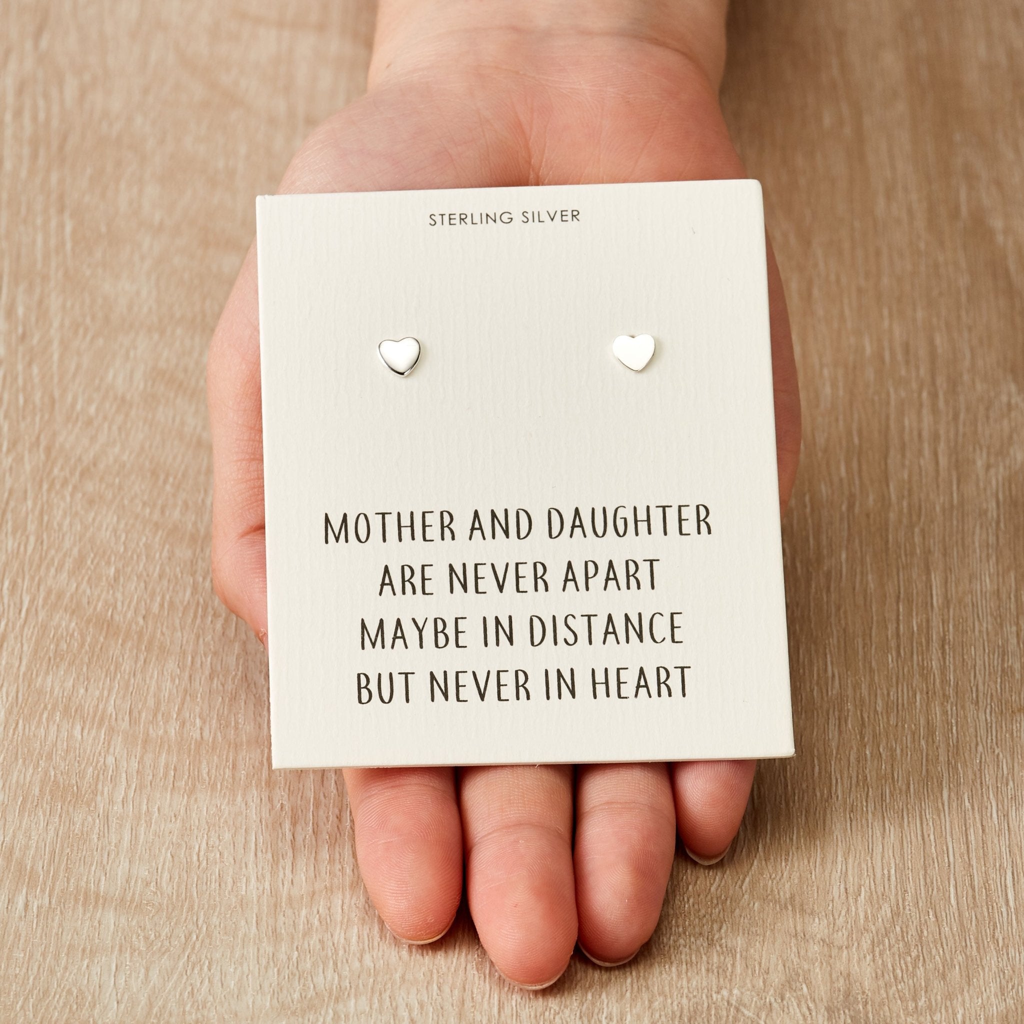 Sterling Silver Mother and Daughter Quote Heart Earrings