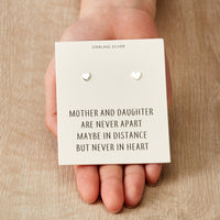 Sterling Silver Mother and Daughter Quote Heart Earrings