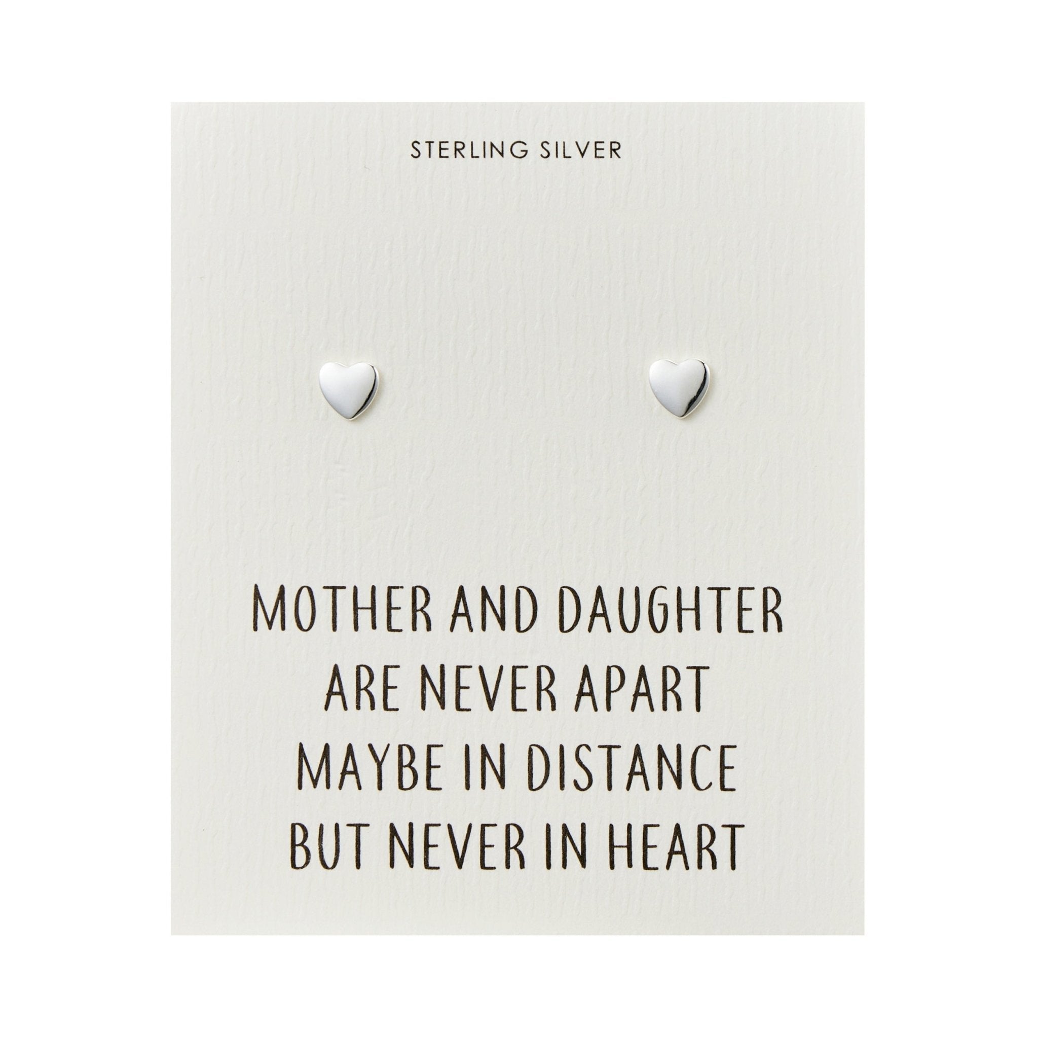 Sterling Silver Mother and Daughter Quote Heart Earrings