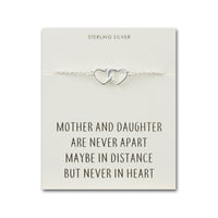 Sterling Silver Mother and Daughter Quote Heart Link Bracelet
