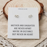 Sterling Silver Mother and Daughter Quote Heart Link Earrings