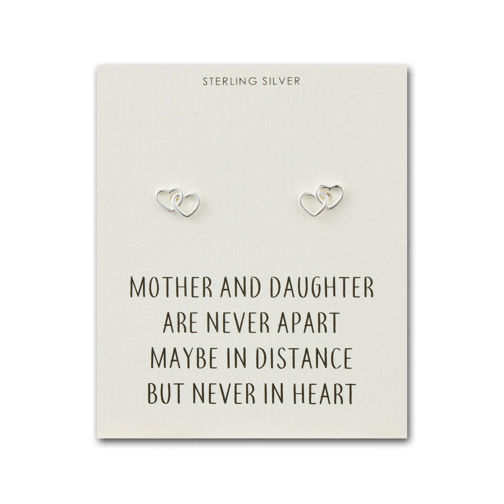 Sterling Silver Mother and Daughter Quote Heart Link Earrings