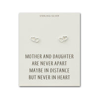 Sterling Silver Mother and Daughter Quote Heart Link Earrings