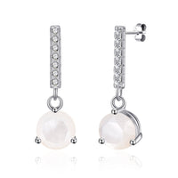 Sterling Silver Mother of Pearl Gemstone Drop Earrings with Quote Card