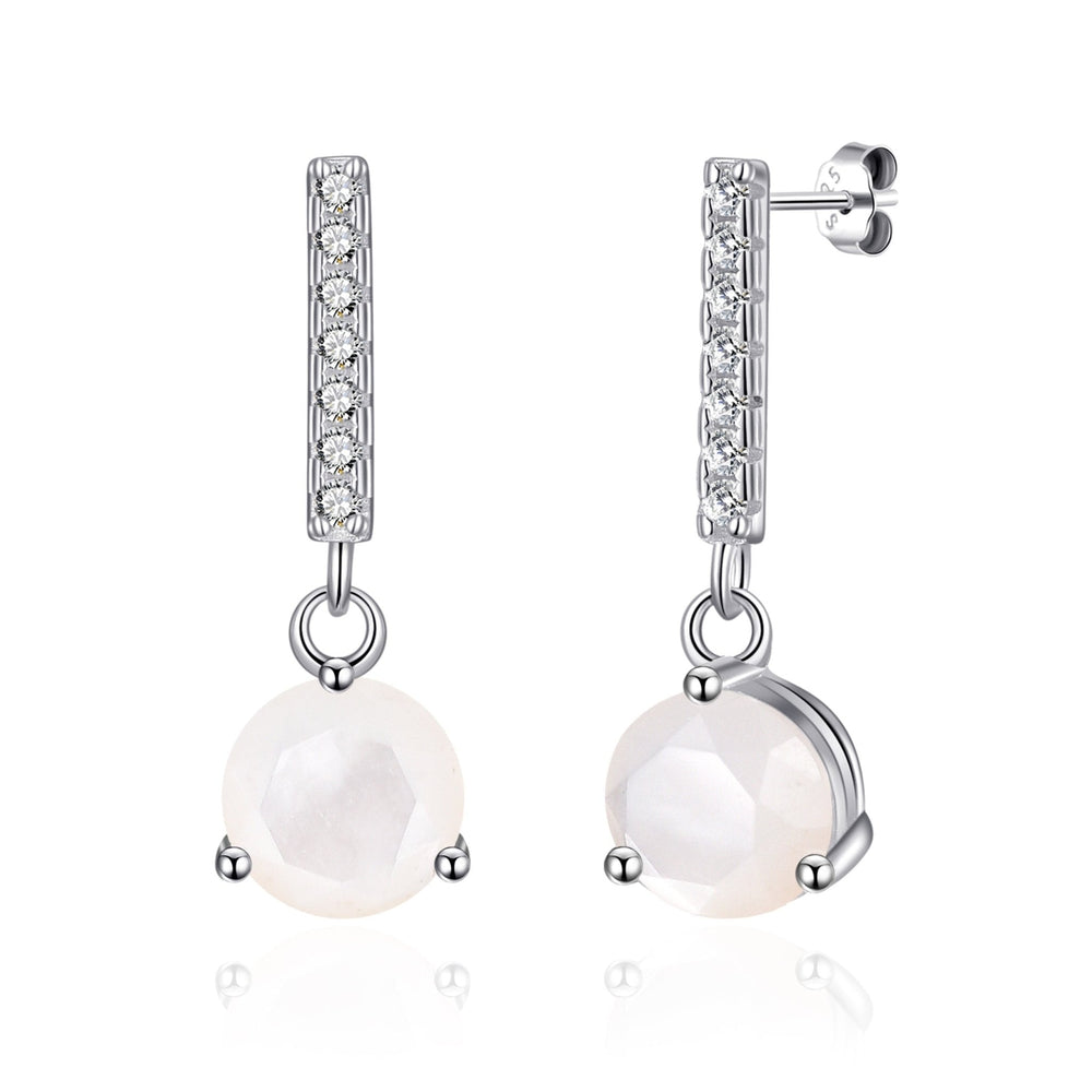 Sterling Silver Mother of Pearl Gemstone Drop Earrings