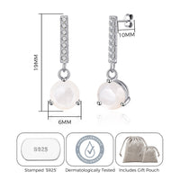 Sterling Silver Mother of Pearl Gemstone Drop Earrings with Quote Card