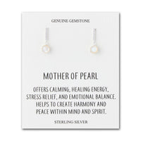 Sterling Silver Mother of Pearl Gemstone Drop Earrings with Quote Card