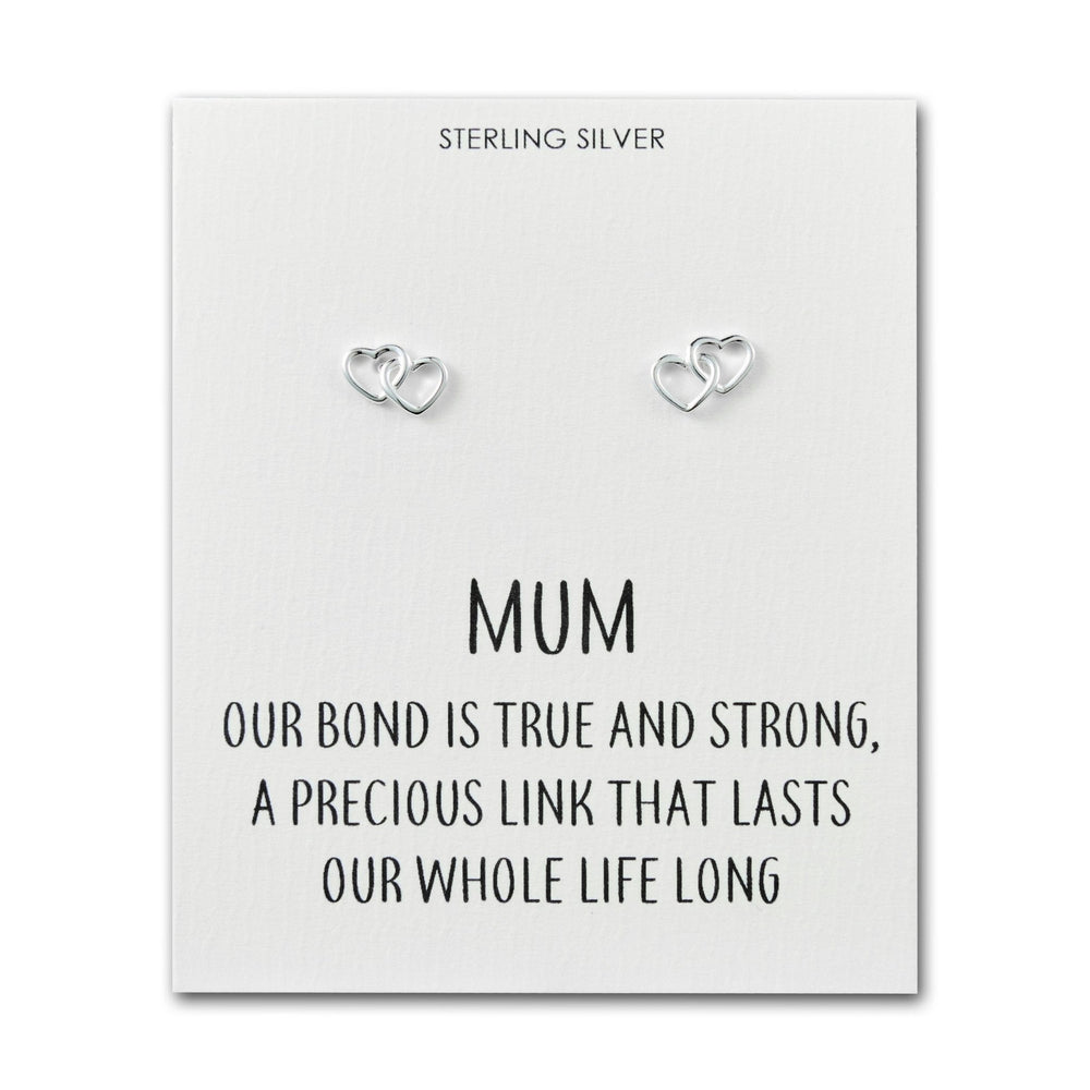 Sterling Silver Mum Quote Heart Link Earrings