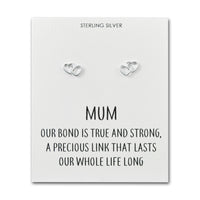 Sterling Silver Mum Quote Heart Link Earrings