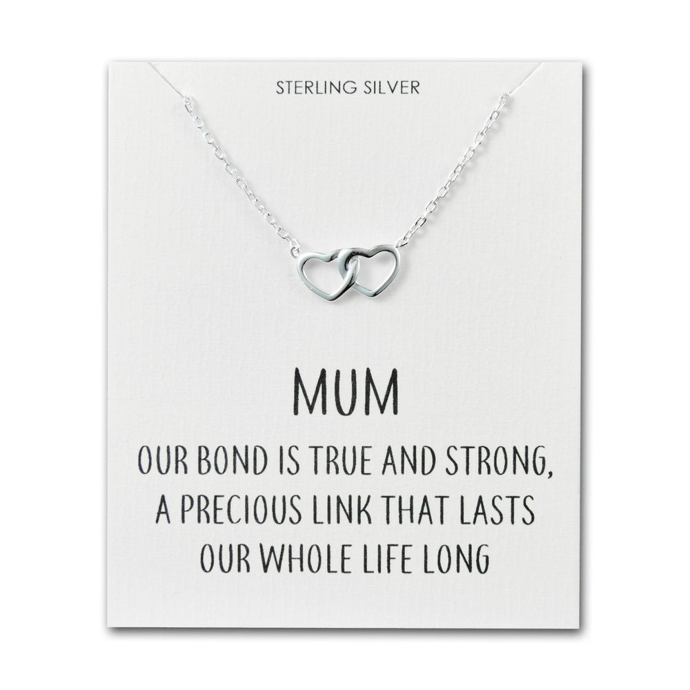 Sterling Silver Mum Quote Heart Link Necklace