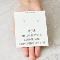 Sterling Silver Mum Quote Star Earrings